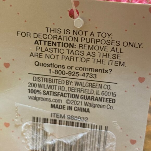 Season Of Love Valentine’s Day Fabric Bird Decor Hearts Walgreens NEW Heart - Picture 5 of 8